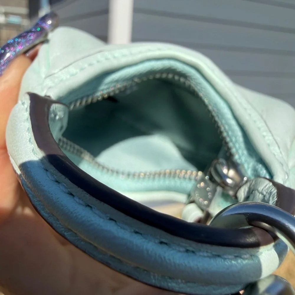 Coach Womens Mini Micro Bag Charm Mint Green Leather Quiet Luxury Coquette Purse